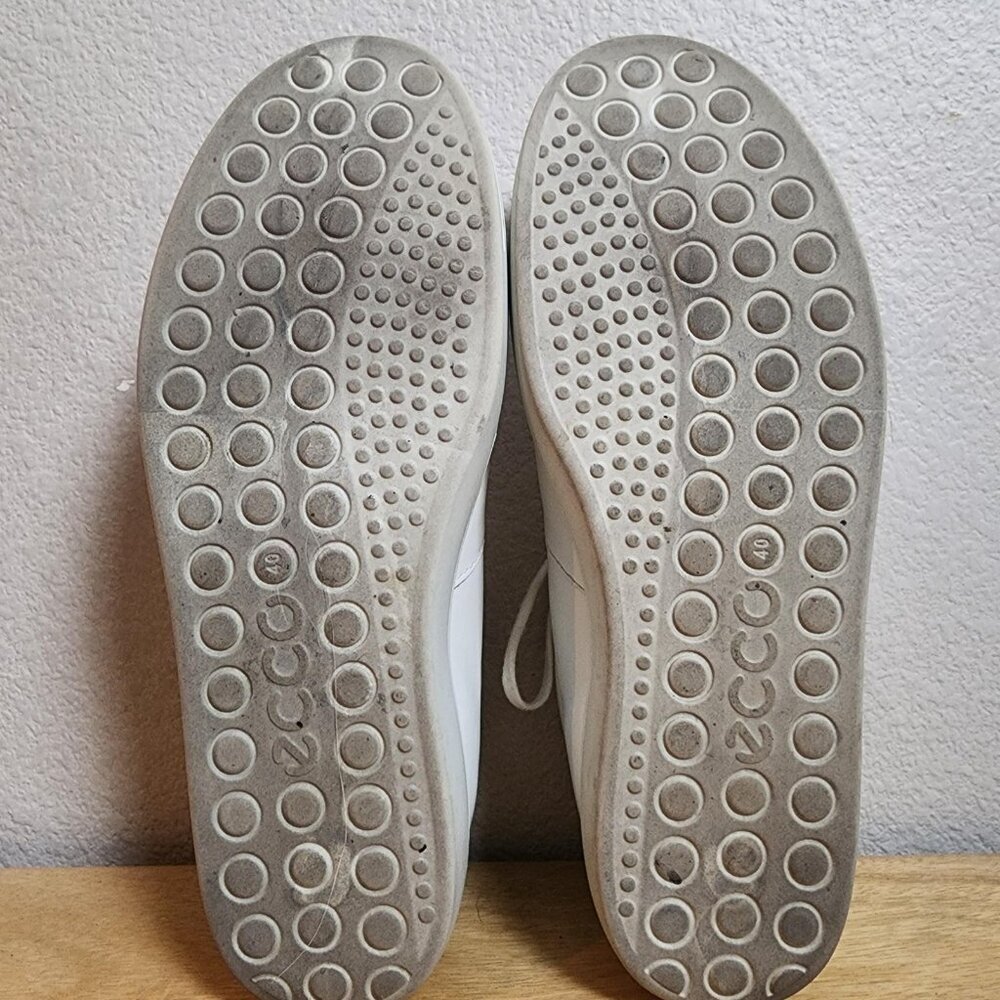 Ecco Soft 7 Shoes Womens Size 9 9.5 White Leather Lace Up Comfort Walking - Picture 13 of 13